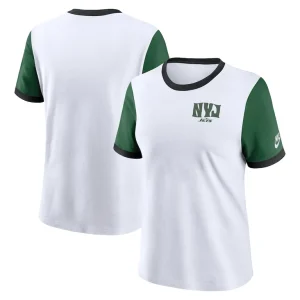 New york jets nike womens rewind ringer t shirt Whitegreen