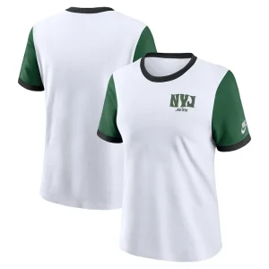 New york jets nike womens rewind ringer tri blend t shirt White