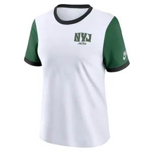 New york jets nike womens rewind ringer tri blend t shirt White S