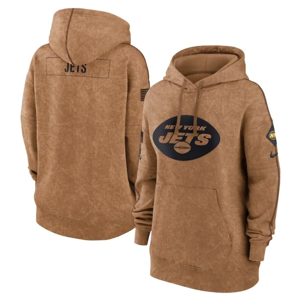 New york jets nike womens salute to service pullover hoodie Brown
