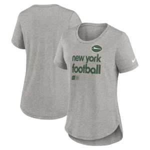 New york jets nike womens team shout out tri blend t shirt Heather gray