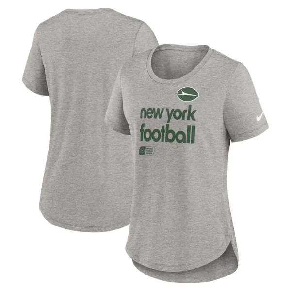 New york jets nike womens team shout out tri blend t shirt Heather gray