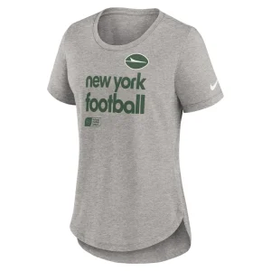 New york jets nike womens team shout out tri blend t shirt Heather gray S