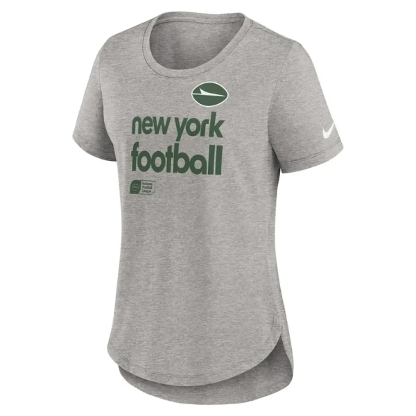 New york jets nike womens team shout out tri blend t shirt Heather gray S