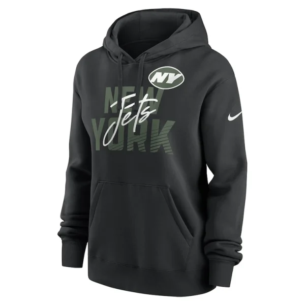 New york jets nike womens wordmark club fleece pullover hoodie Black S