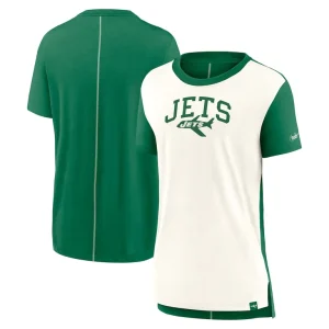 New york jets nike womens wordmark tri blend t shirt Creamkelly green