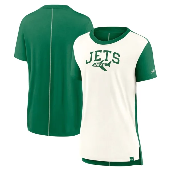 New york jets nike womens wordmark tri blend t shirt Creamkelly green