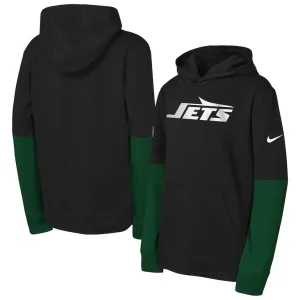 New york jets nike youth club pullover hoodie Black