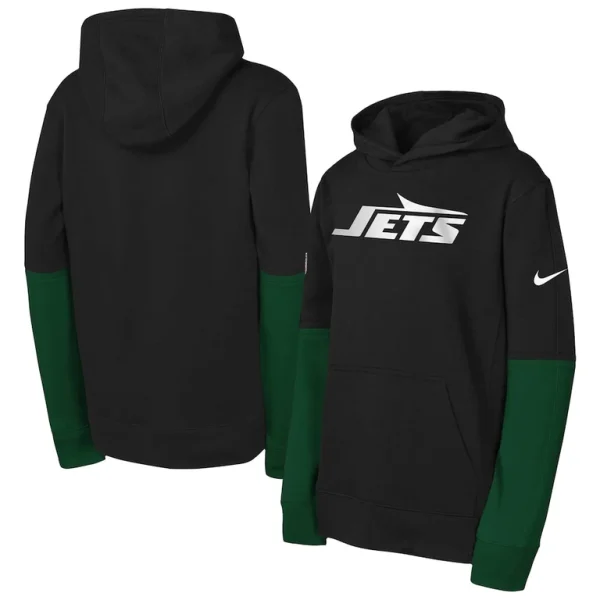 New york jets nike youth club pullover hoodie Black