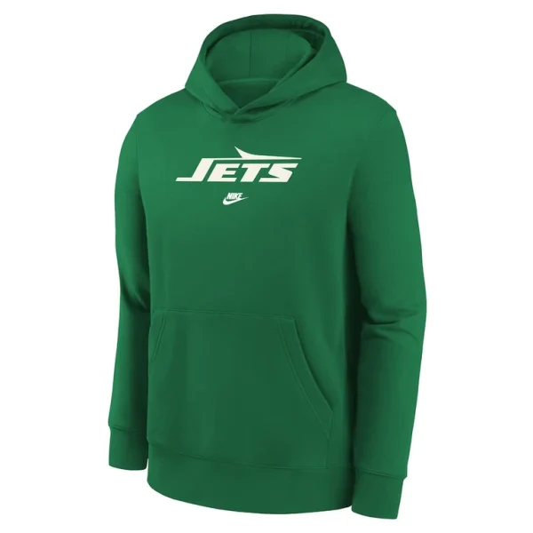 New york jets nike youth rewind club fleece pullover hoodie Kelly green Yth M