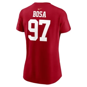 Nick bosa san francisco 49ers nike womens super bowl lviii patch player name number t shirt Scarlet L