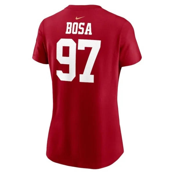 Nick bosa san francisco 49ers nike womens super bowl lviii patch player name number t shirt Scarlet L