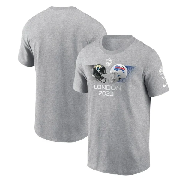 Nike jacksonville jaguars vs. buffalo bills 2023 london game t shirt Heather charcoal