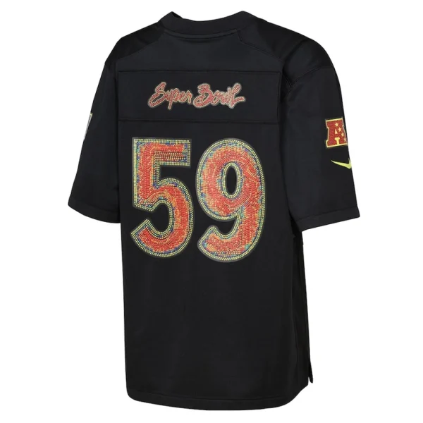 Nike youth super bowl lix game jersey Black Yth L