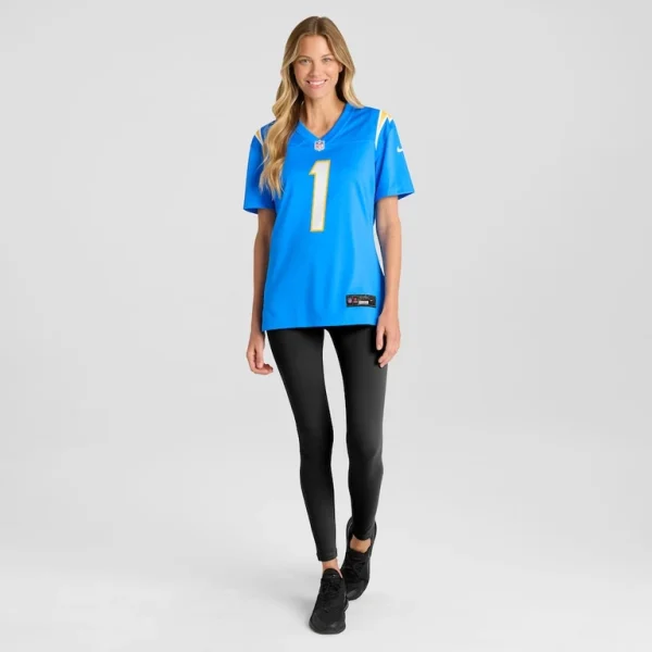 Number 1 bride los angeles chargers nike womens game jersey Powder blue XL