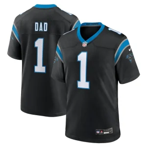Number 1 dad carolina panthers nike game jersey Black