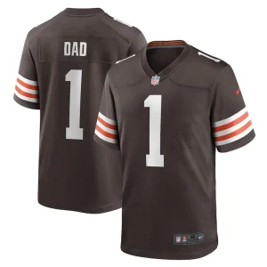 Number 1 dad cleveland browns nike game jersey Brown
