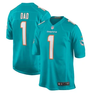 Number 1 dad miami dolphins nike game jersey Aqua