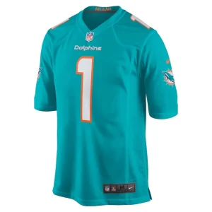 Number 1 dad miami dolphins nike game jersey Aqua M