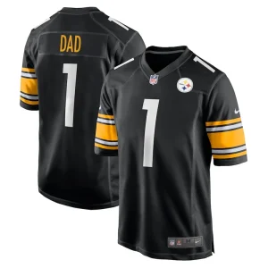 Number 1 dad pittsburgh steelers nike game jersey Black