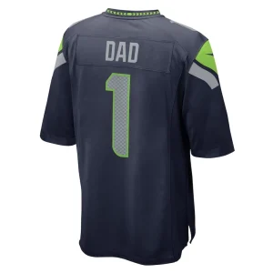 Number 1 dad seattle seahawks nike game jersey College navy L