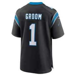 Number 1 groom carolina panthers nike game jersey Black L