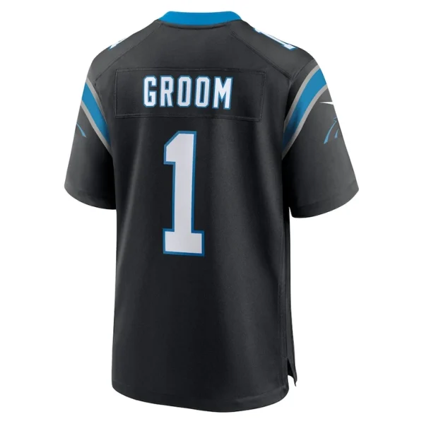 Number 1 groom carolina panthers nike game jersey Black L
