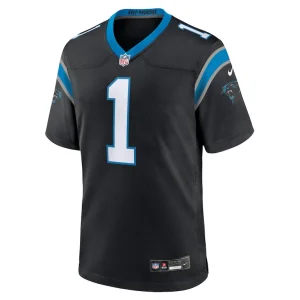 Number 1 groom carolina panthers nike game jersey Black M