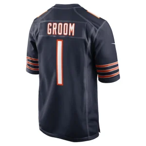 Number 1 groom chicago bears nike game jersey Navy L