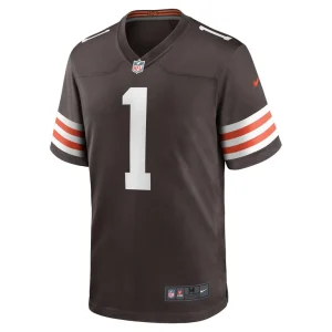Number 1 groom cleveland browns nike game jersey Brown M