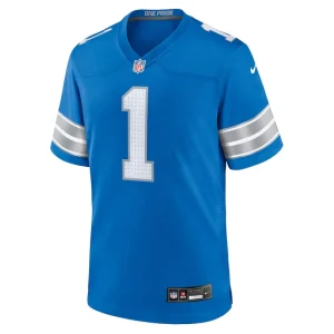 Number 1 groom detroit lions nike game jersey Blue M