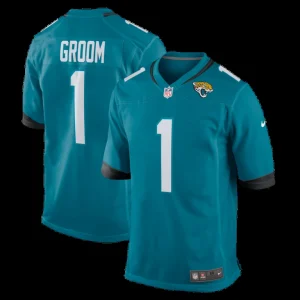Number 1 groom jacksonville jaguars nike game jersey Teal