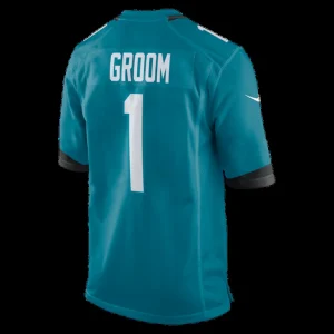 Number 1 groom jacksonville jaguars nike game jersey Teal L