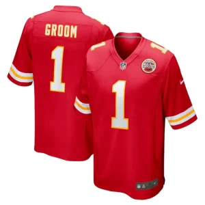 Number 1 groom kansas city chiefs nike game jersey Red