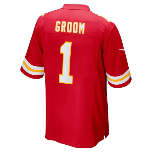 Number 1 groom kansas city chiefs nike game jersey Red L