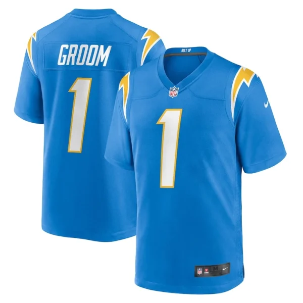 Number 1 groom los angeles chargers nike game jersey Powder blue
