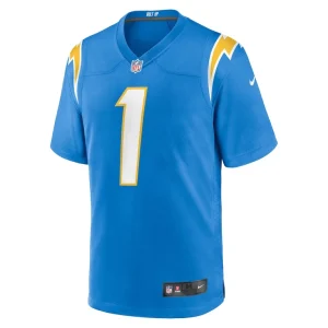 Number 1 groom los angeles chargers nike game jersey Powder blue M