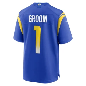 Number 1 groom los angeles rams nike game jersey Royal L