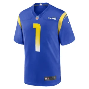 Number 1 groom los angeles rams nike game jersey Royal M