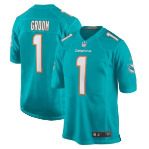 Number 1 groom miami dolphins nike game jersey Aqua
