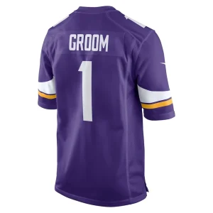 Number 1 groom minnesota vikings nike game jersey Purple L