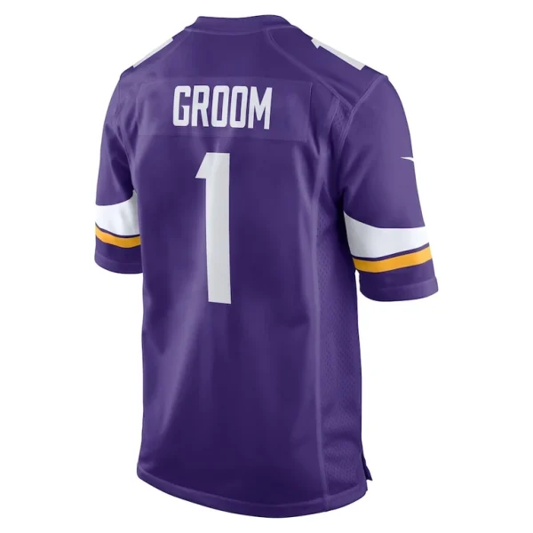 Number 1 groom minnesota vikings nike game jersey Purple L