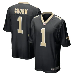 Number 1 groom new orleans saints nike game jersey Black