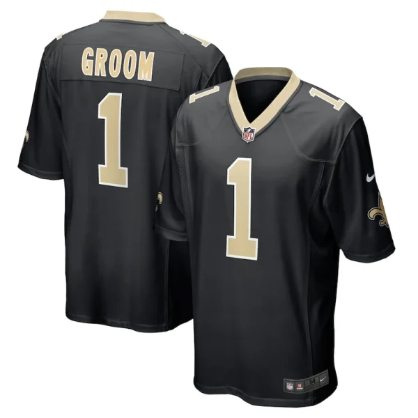 Number 1 groom new orleans saints nike game jersey Black