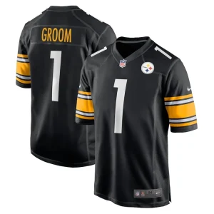 Number 1 groom pittsburgh steelers nike game jersey Black