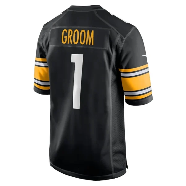 Number 1 groom pittsburgh steelers nike game jersey Black L