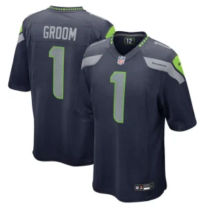 Number 1 groom seattle seahawks nike game jersey College navy