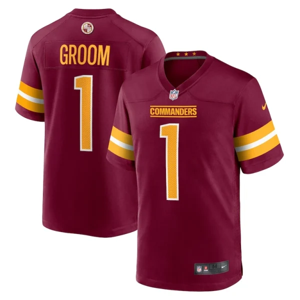 Number 1 groom washington commanders nike game jersey Burgundy
