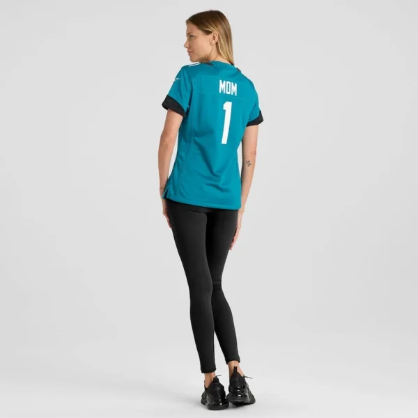 Number 1 mom jacksonville jaguars nike womens game jersey Teal 2XL