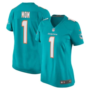 Number 1 mom miami dolphins nike womens game jersey Aqua